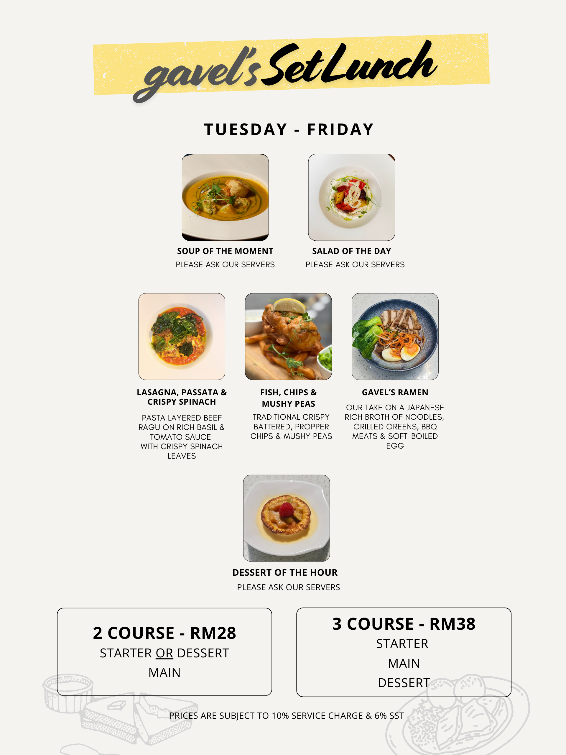 gavel set menu